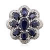 Image 3 : 14KT White Gold 9.63ctw Sapphire Ring