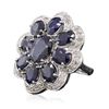 Image 4 : 14KT White Gold 9.63ctw Sapphire Ring