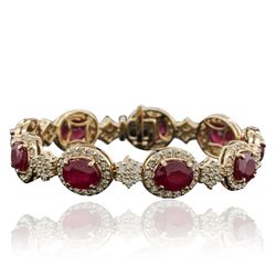 14KT Yellow Gold 17.91ctw Ruby and Diamond Bracelet