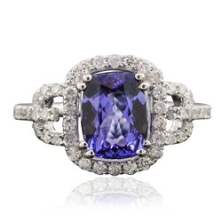 14KT White Gold 2.04ct Tanzanite and Diamond Ring