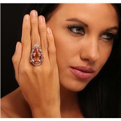 14KT Rose Gold 20.04ct GIA Certified Morganite and Diamond Ring