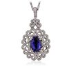 Image 3 : 18KT White Gold 3.96ct Tanzanite and Diamond Pendant With Chain