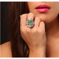 14KT White Gold 4.34ct Emerald and Diamond Ring