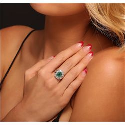 14KT White Gold 2.22ct Emerald and Diamond Ring