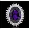 Image 3 : 14KT White Gold 11.65ct Amethyst and Diamond Ring