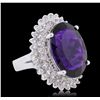 Image 4 : 14KT White Gold 11.65ct Amethyst and Diamond Ring