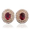 Image 1 : 14KT Rose Gold 2.07ctw Ruby and Diamond Earrings