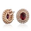 Image 2 : 14KT Rose Gold 2.07ctw Ruby and Diamond Earrings