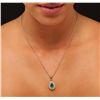 Image 1 : 14KT White Gold 2.01ct Emerald and Diamond Pendant With Chain