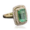 Image 4 : 14KT Yellow Gold 3.77ct Emerald and Diamond Ring