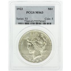 1923 PCGS MS63 Peace Silver Dollar Coin