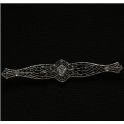 10KT White Gold 0.12ctw Sapphire and Diamond Pin