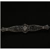 Image 1 : 10KT White Gold 0.12ctw Sapphire and Diamond Pin