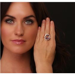 14KT Rose Gold 7.27ct Ametrine and Diamond Ring