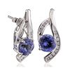 Image 2 : 14KT White Gold 6.30ctw Tanzanite and Diamond Earrings