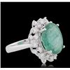 Image 4 : 14KT White Gold 7.01ct Emerald and Diamond Ring