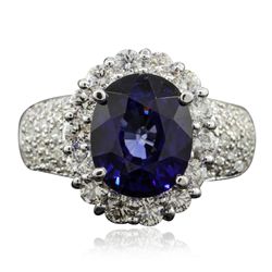 14KT White Gold 4.79ct Sapphire and Diamond Ring