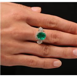 14KT Yellow Gold 3.22ct Emerald and Diamond Ring