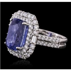 18KT White Gold GRS Certified 9.57ct Sapphire and Diamond Ring