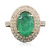 Image 3 : 14KT Yellow Gold 4.01ct Emerald and Diamond Ring