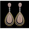 Image 3 : 18KT Three-Tone Gold 17.95ctw Diamond Earrings