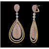 Image 4 : 18KT Three-Tone Gold 17.95ctw Diamond Earrings