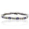 Image 1 : 14KT White Gold 5.20ctw Tanzanite and Diamond Bracelet