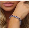 Image 1 : 14KT White Gold 34.30ctw Tanzanite and Diamond Bracelet