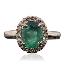 14KT Rose Gold 1.74ct Emerald and Diamond Ring