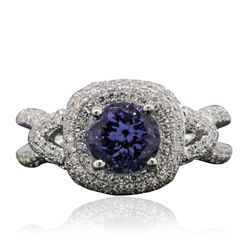 14KT White Gold 1.56ct Tanzanite and Diamond Ring