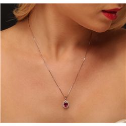 14KT Rose Gold 1.37ct Ruby and Diamond Pendant With Chain