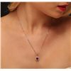 Image 1 : 14KT Rose Gold 1.37ct Ruby and Diamond Pendant With Chain
