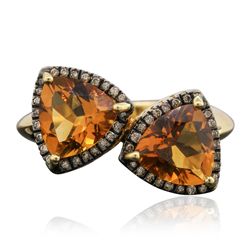 14KT Yellow Gold 2.88ct Citrine and Diamond Ring