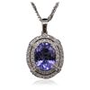 Image 2 : 14KT White Gold 7.97ct Tanzanite and Diamond Pendant With Chain