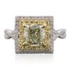 Image 3 : 14KT White Gold 2.02ctw Diamond and Yellow Sapphire Ring