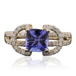 14KT Yellow Gold 1.41ct Tanzanite and Diamond Ring