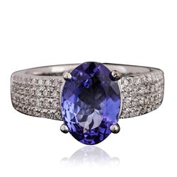 14KT White Gold 2.70ct Tanzanite and Diamond Ring