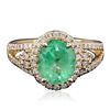 Image 1 : 14KT Yellow Gold 1.78ct Emerald and Diamond Ring