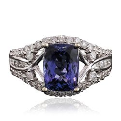 14KT White Gold 2.53ct Tanzanite and Diamond Ring