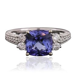 14KT White Gold 3.02ct Tanzanite and Diamond Ring