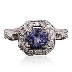 14KT White Gold 1.61ct Tanzanite and Diamond Ring