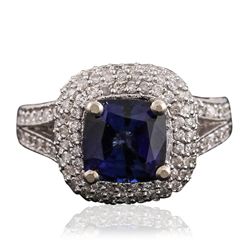 14KT White Gold 2.92ct Sapphire and Diamond Ring