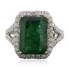 Image 1 : 14KT Two-Tone 6.53ct Emerald and Diamond Ring