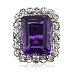 14KT White Gold 11.15ct Amethyst and Diamond Ring