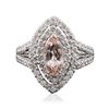 Image 3 : 14KT White Gold 1.20ct Morganite and Diamond Ring