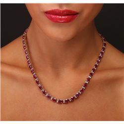 14KT Yellow Gold 46.06ctw Ruby and Diamond Necklace