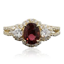 14KT Yellow Gold 1.42ct Rubellite and Diamond Ring