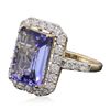 Image 2 : 14KT Yellow Gold 6.93ct Tanzanite and Diamond Ring