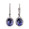 Image 1 : 14KT White Gold 5.70ctw Tanzanite and Diamond Earrings