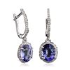 Image 2 : 14KT White Gold 5.70ctw Tanzanite and Diamond Earrings